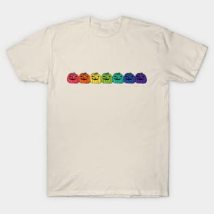 Row of Colorful Spooky Halloween Pumpkins T-Shirt